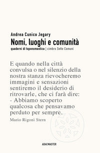Nomi luoghi e comunita' - quaderni di toponomastica 