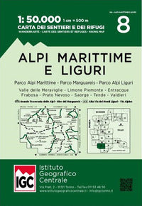 Alpi marittime e liguri 1:50.000 - carta dei sentieri e dei rifugi 8 