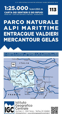 Carta n. 113 parco naturale alpi marittime, entracque, valdieri, mercantour, gelas 1:25.000 