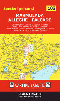 Marmolada - alleghe - falcade 1:25.000 gps - wgs 84 zona 33 nord 