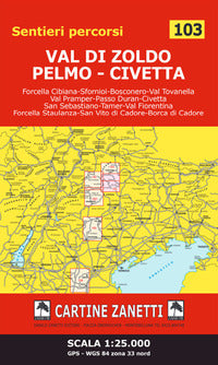 Val di zoldo - pelmo - civetta 1:25.000 gps - wgs 84 zona 33 nord 