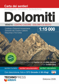 Dolomiti 1:15.000 carta dei sentieri - centro cadore dolomiti di sesto 