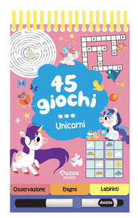 45 giochi unicorni - a spirale con pennarello cancellabile 