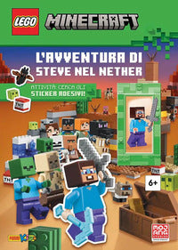 Avventura di steve nel nether - lego minecraft con minifigure di steve e adesivi 
