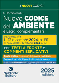 Nuovo codice dell'ambiente 2025 e leggi complementari 